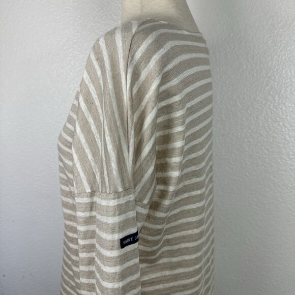 Jenni Kayne Saint James Top Women Small Oatmeal Striped Linen Rue Tee Preppy - Picture 8 of 16